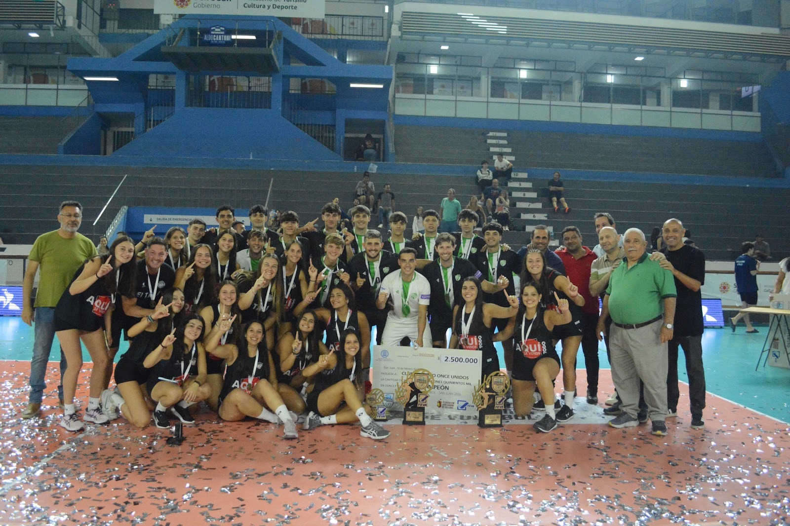 Once Unidos ascendió y gritó campeón de la Liga Federal de Vóley.
